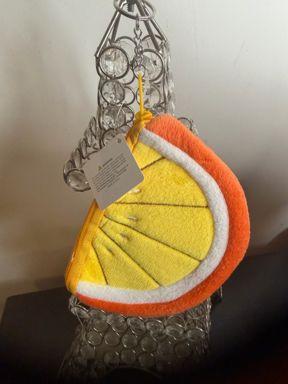 Citrus Slice Plush Bag/Key Charm- Yellow & Orange